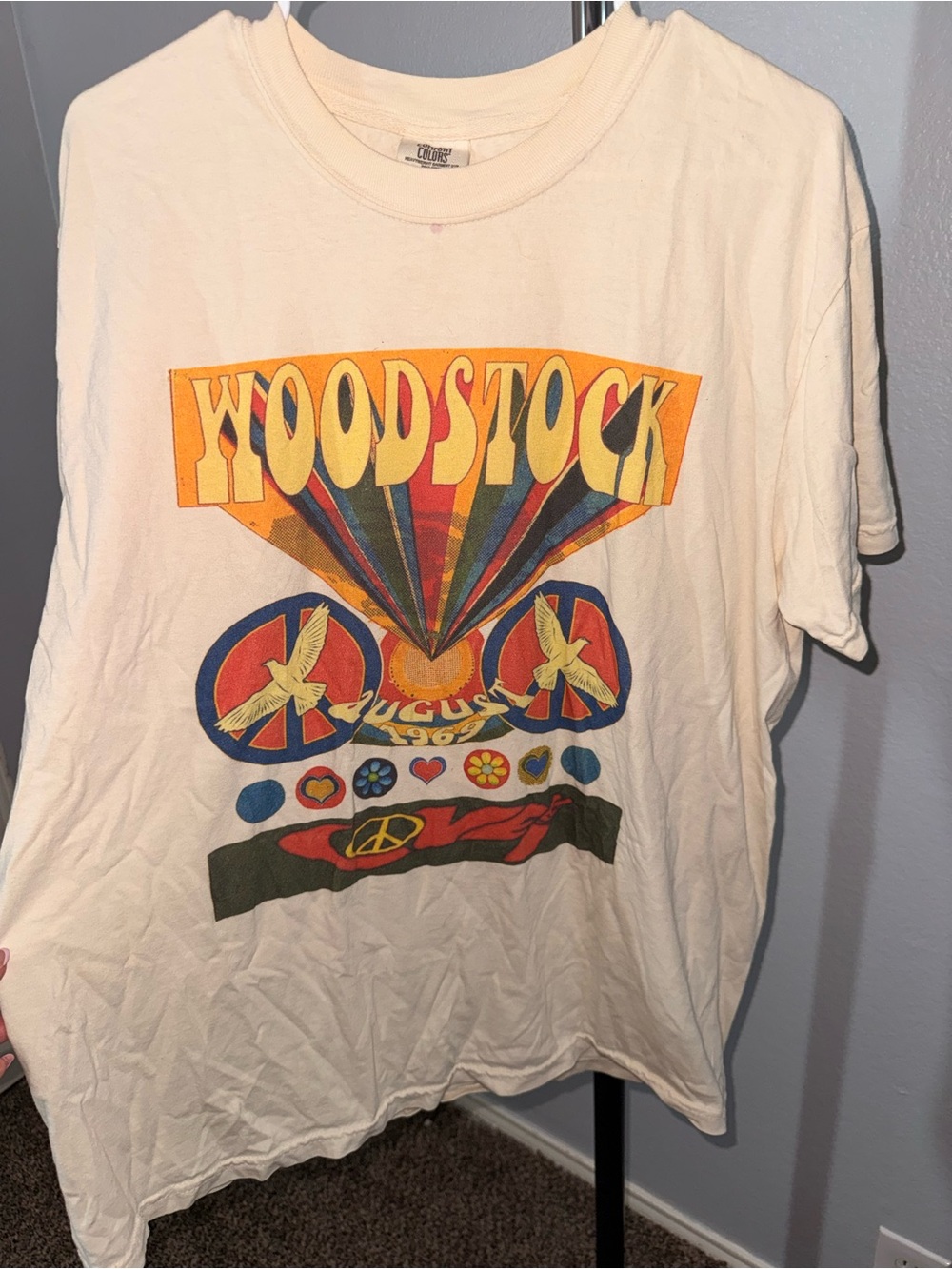 Comfort Colors Woodstock Graphic Short Sleeve Tee - Cream with Multicolor Print